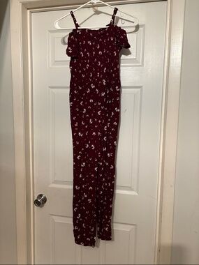 Place Maroon Floral Off-Shoulder Jumpsuit